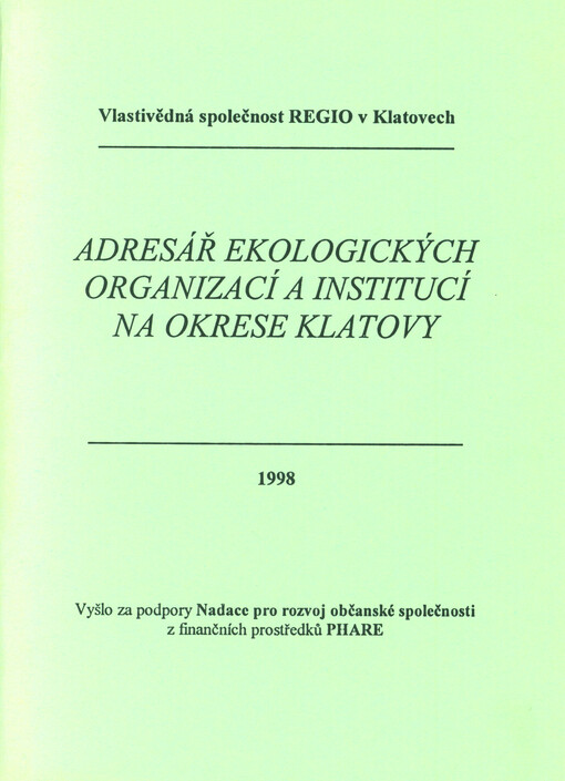 Adresář ekologických organizací a institucí na okrese Klatovy
