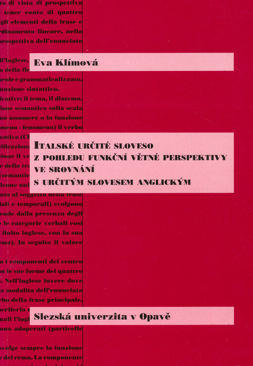 Italské určité sloveso z pohledu funkční větné perspektivy ve srovnání s určitým slovesem anglickým