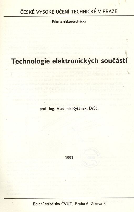 Technologie elektronických součástí