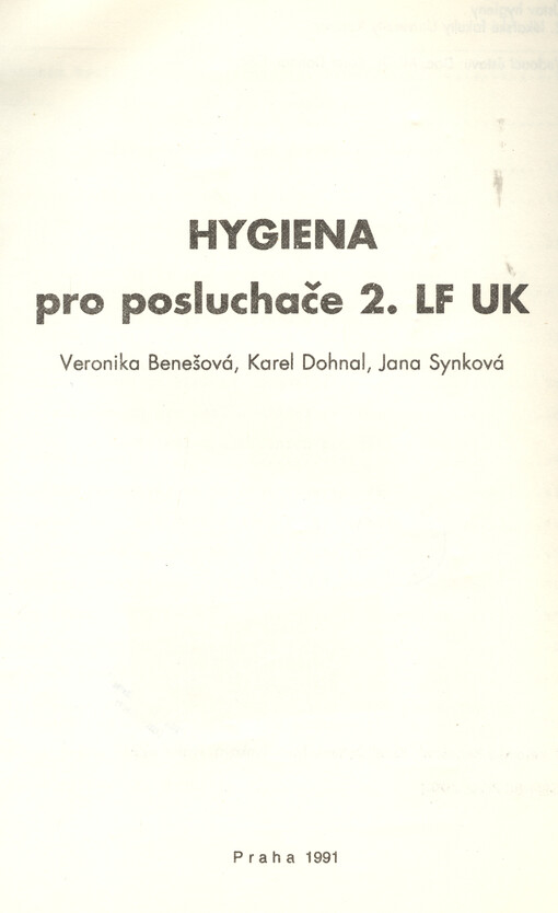 Hygiena pro posluchače 2. LF UK
