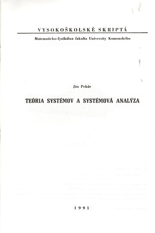 Teória systémov a systémová analýza