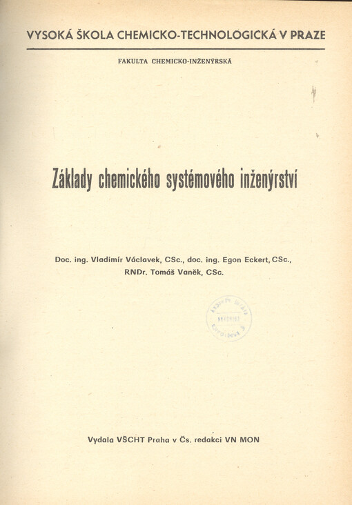Základy chemického systémového inženýrství