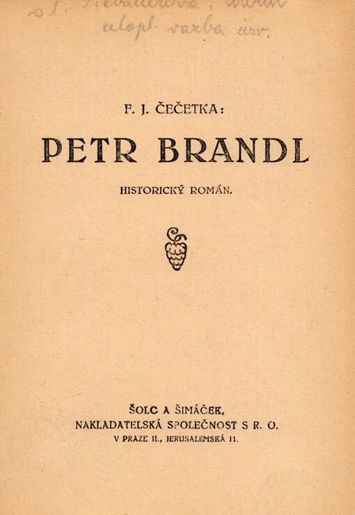 Petr Brandl :historický román