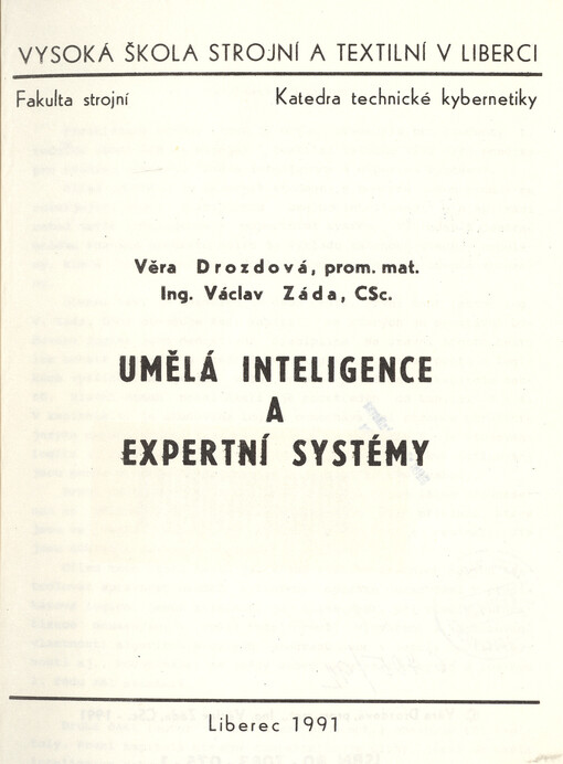 Umělá inteligence a expertní systémy
