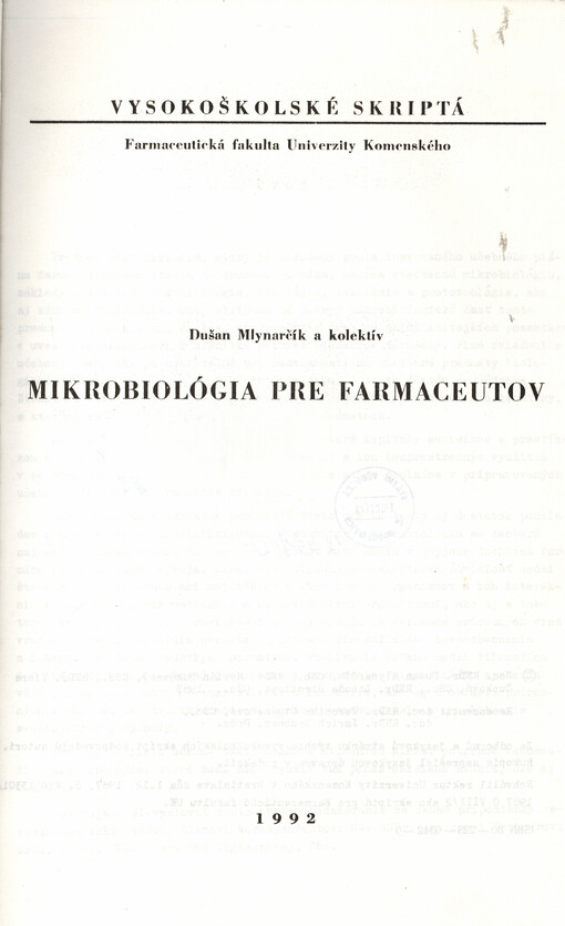 Mikrobiológia pre farmaceutov