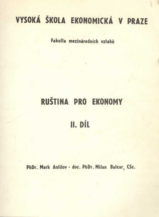 Ruština pro ekonomy: určeno pro stud. všech fakult VŠE