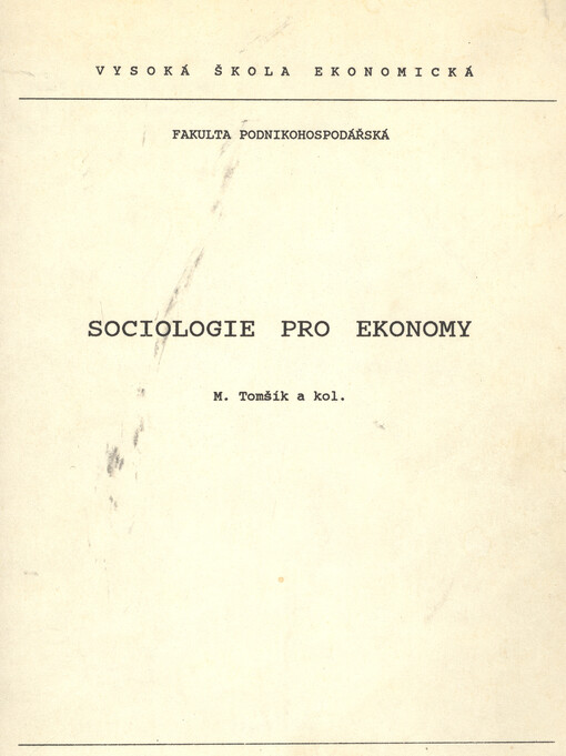 Sociologie pro ekonomy