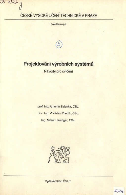 Projektování výrobních systémů : návody pro cvičení