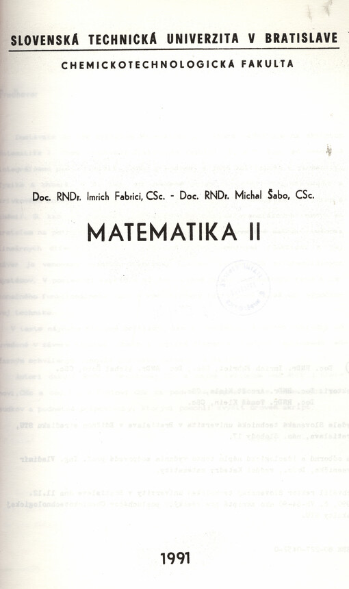 Matematika II