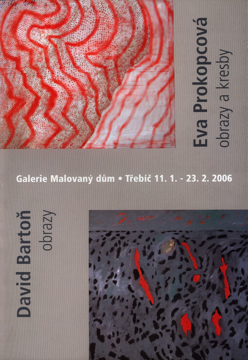 Eva Prokopcová : obrazy a kresby ; David Bartoň : obrazy : Galerie Malovaný dům, Třebíč 11.1.-23.2.2006