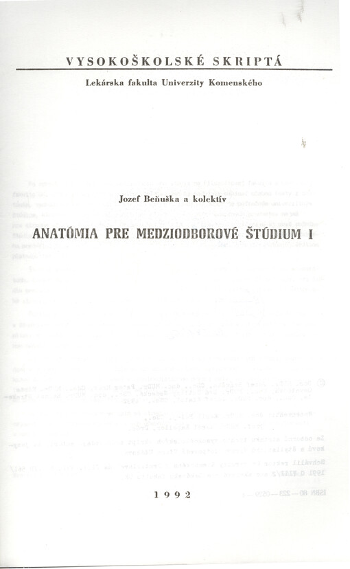 Anatómia pre medzioborové štúdium. 1