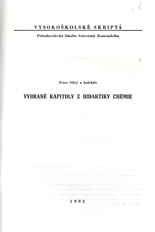 Vybrané kapitoly z didaktiky chémie