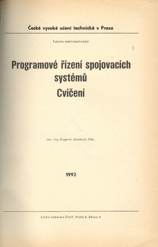 Programové řízení spojovacích systémů - cvičení