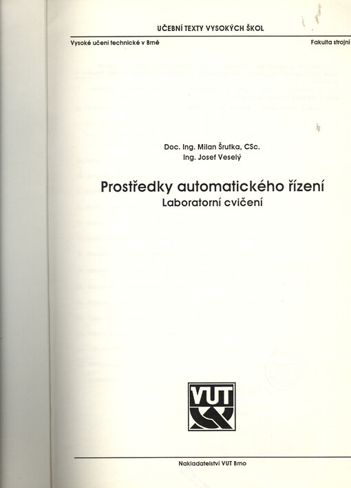 Prostředky automatického řízení: Laboratorní cvičení