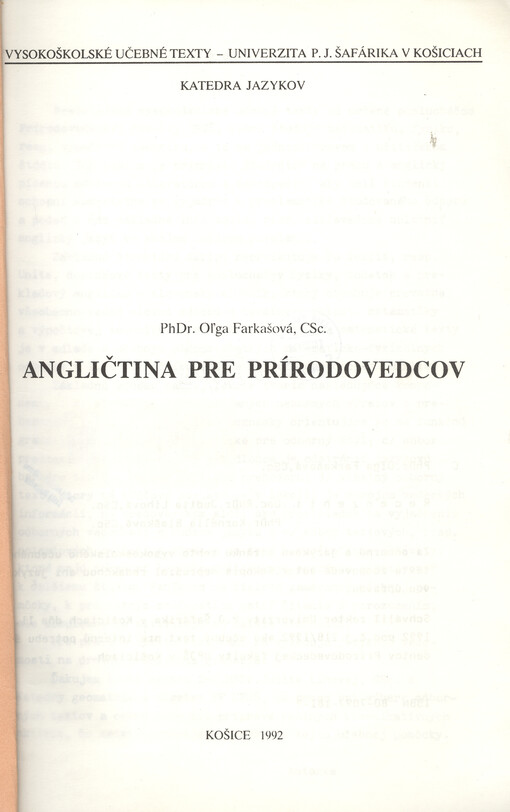 Angličtina pre prírodovedcov
