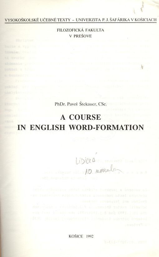 A course in english word-formation