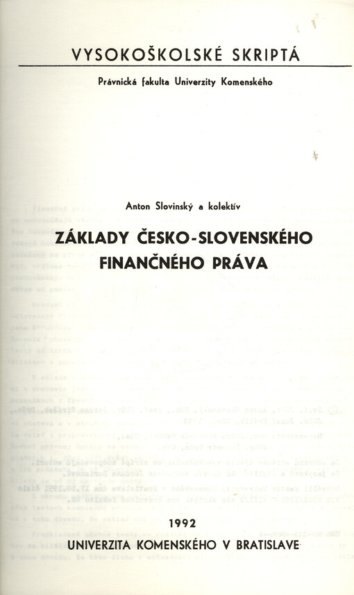 Základy česko-slovenského finančného práva