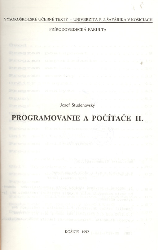 Programovanie a počítače. [Díl] II.