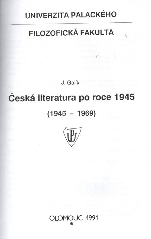 Česká literatura po roce 1945 : (1945-1969)