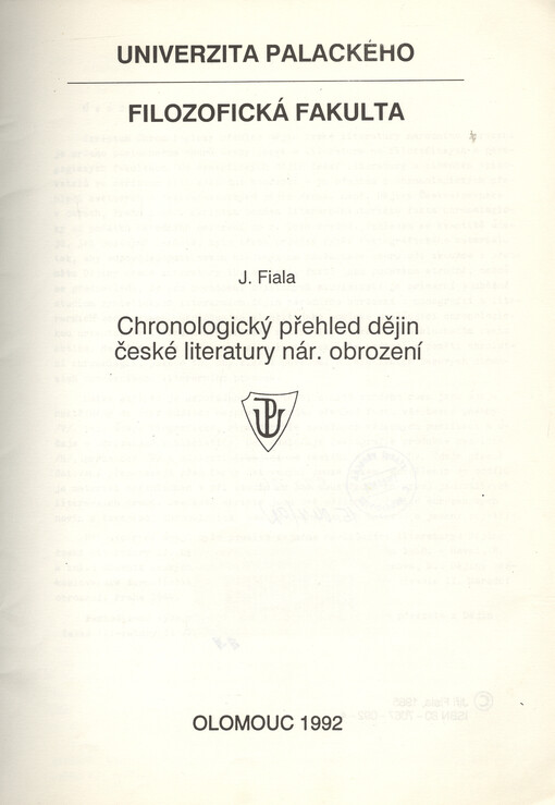 Chronologický přehled dějin české literatury národního obrození