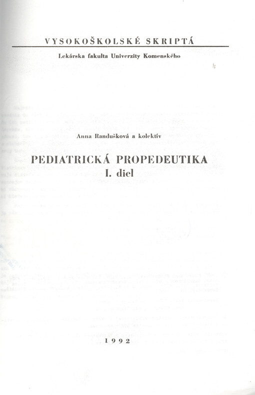 Pediatrická propedeutika