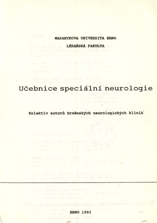 Učebnice speciální neurologie : určeno pro posl. lékařské fak.