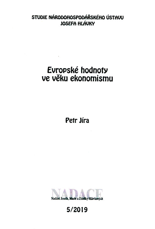 Evropské hodnoty ve věku ekonomismu