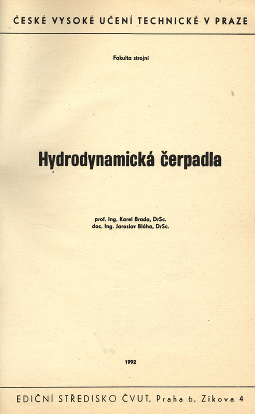 Hydrodynamická čerpadla