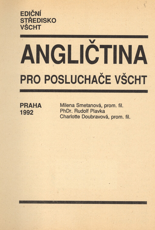 Angličtina pro posluchače VŠCHT