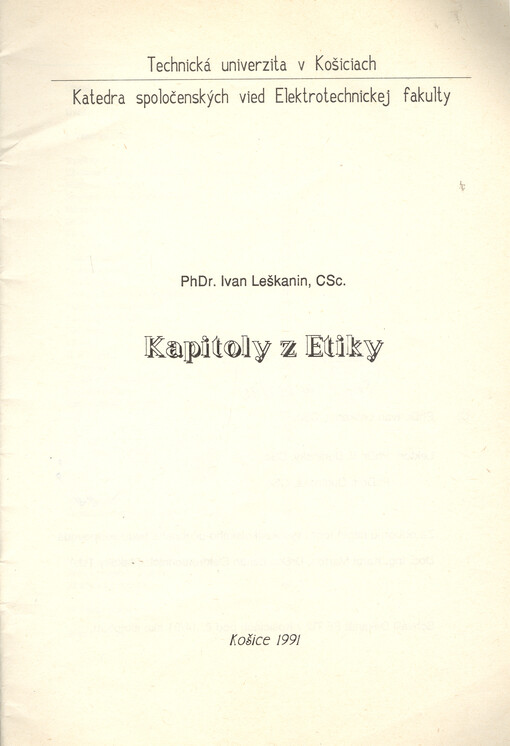 Kapitoly z etiky