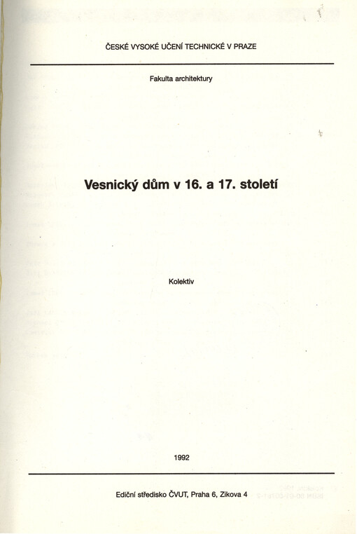 Vesnický dům v 16. a 17. století