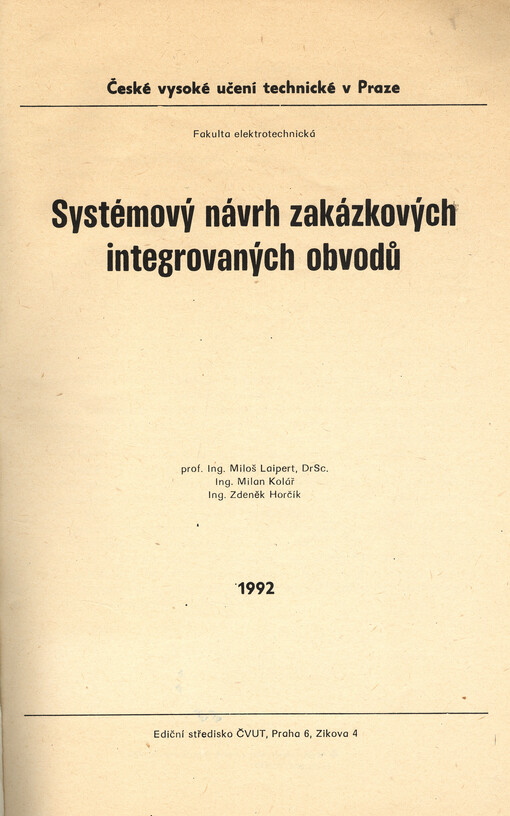 Systémový návrh zakázkových integrovaných obvodů