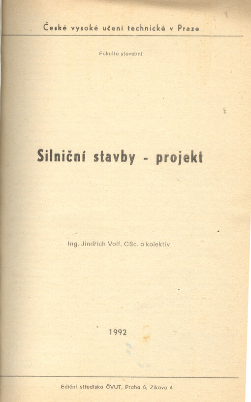 Silniční stavby - projekt