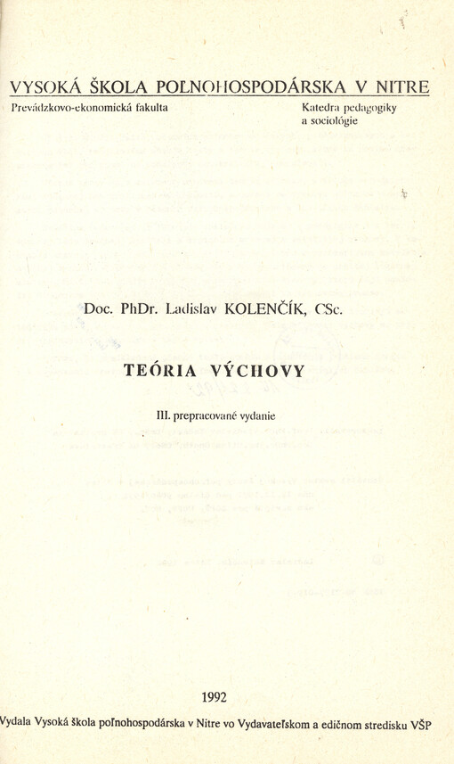 Teória výchovy