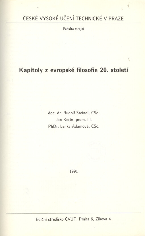 Kapitoly z evropské filosofie 20. století