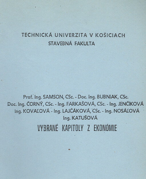 Vybrané kapitoly z ekonómie