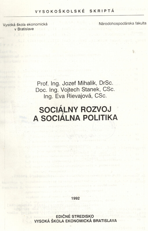 Sociálny rozvoj a sociálna politika