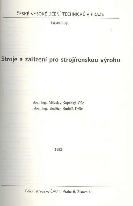Stroje a zařízení pro strojírenskou výrobu