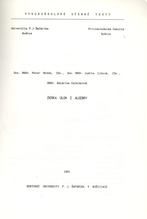 Zbierka úloh z algebry