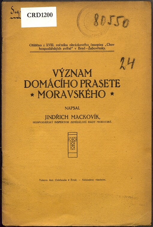 Význam domácího prasete moravského