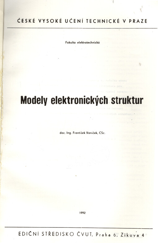 Modely elektronických struktur