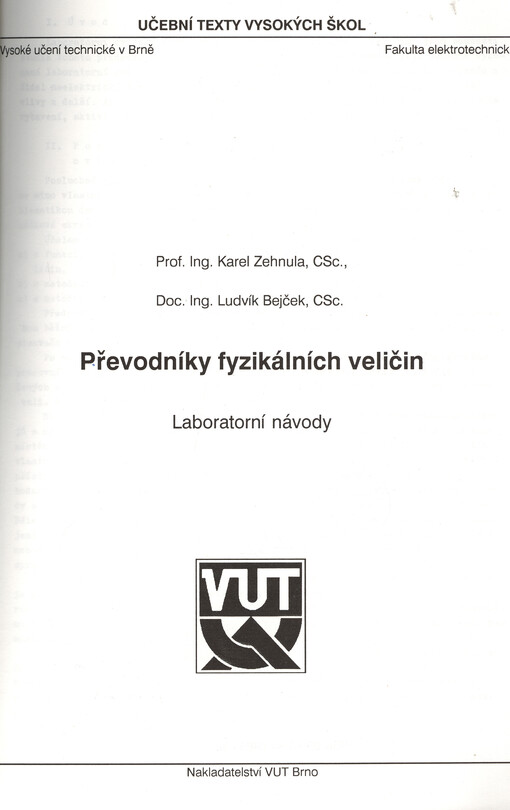 Převodníky fyzikálních veličin : laboratorní návody
