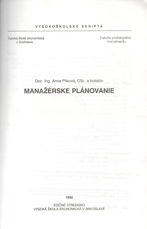 Manažérske plánovanie