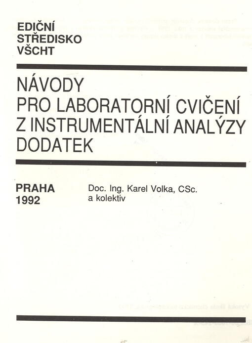Návody pro laboratorní cvičení z instrumentální analýzy :dodatek