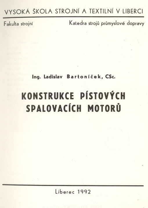 Konstrukce pístových spalovacích motorů