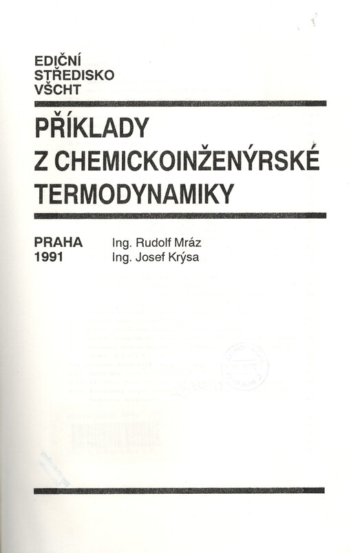 Příklady z chemickoinženýrské termodynamiky