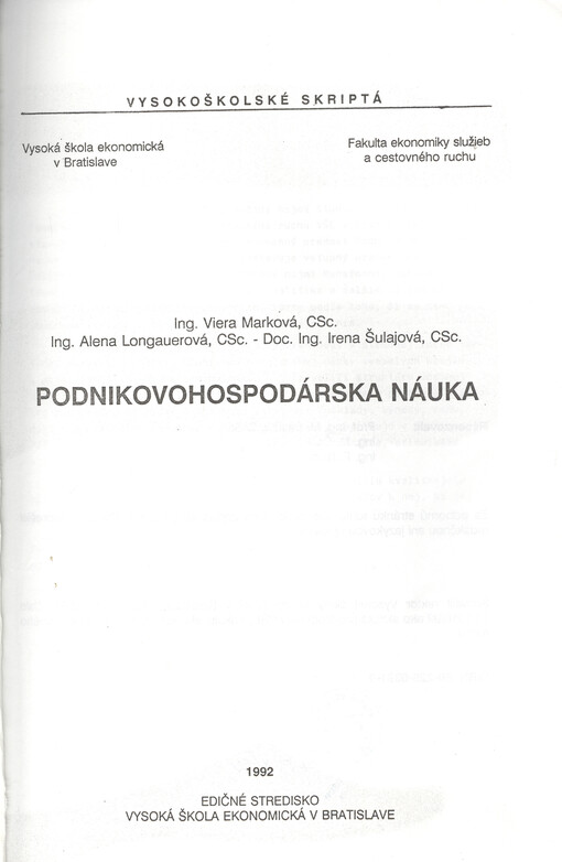 Podnikovohospodárska náuka