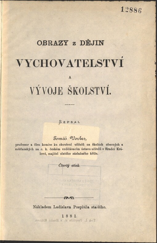 Obrazy z dějin vychovatelství a vývoje školství