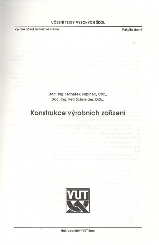 Konstrukce výrobních zařízení