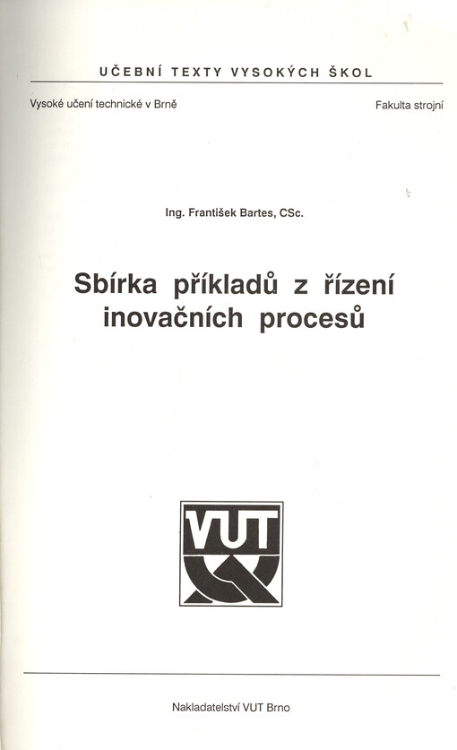 Sbírka příkladů z řízení inovačních procesů
